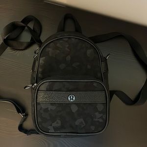 LuluLemon black camo mini backpack